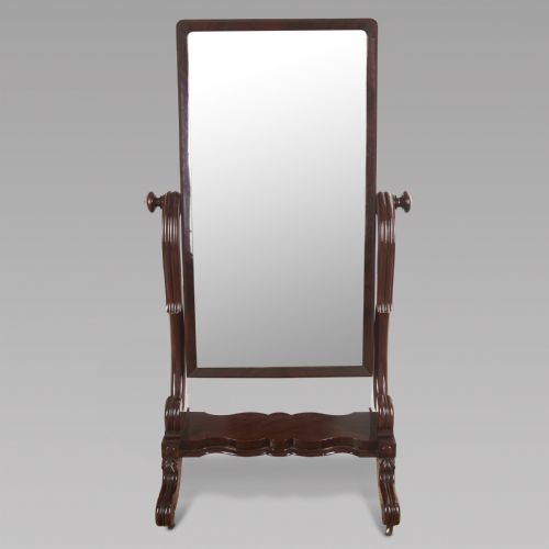 A Victorian Mahogany Cheval Mirror