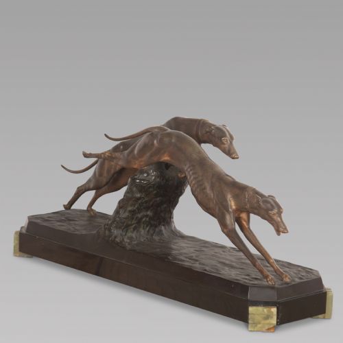 fig 1. A Charles Charles French Art Deco Bronze Two Greyhounds