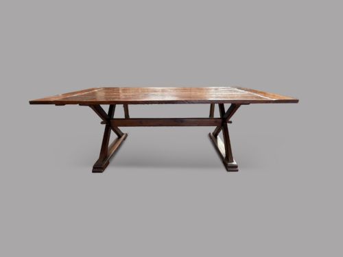 A19thc Topped French Oak Trestle/dining Table