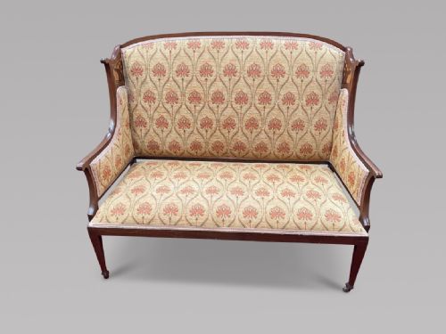 An Art Nouveau Mahogany Inlaid Salon Settee