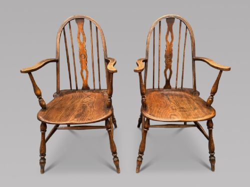 Pair of 19thc Windsor Stick Back Chairs