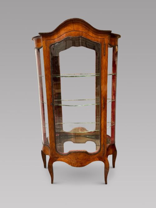 French 19thc Kingwood Serpentine Vitrine Display Cabinet