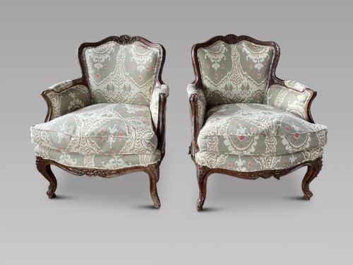 Pair of Louis Xv1 Style 19thc Bergere Chairs