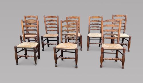 A Set of C1900 Eight Ladder-back Chairs