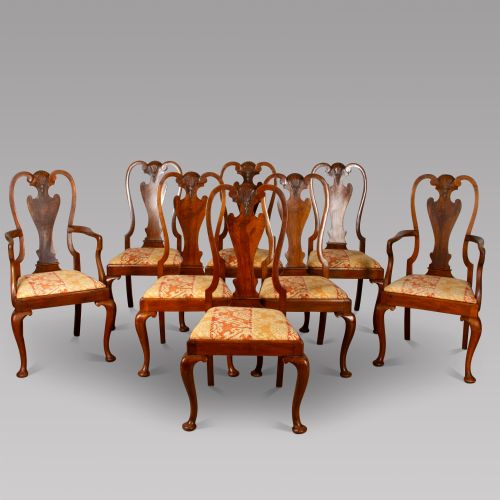 A Set of  Eight C1900 Walnut Dining Chairs in George1 Style