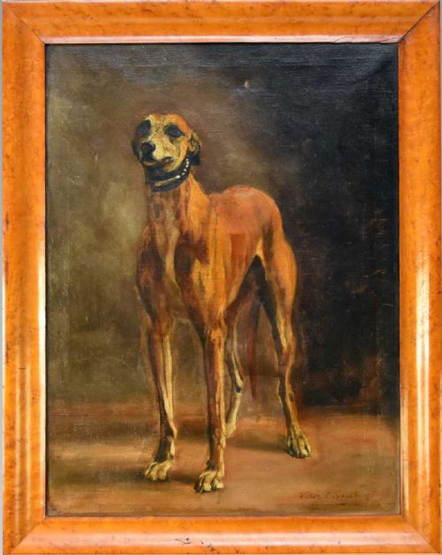 Violet Thorne Seckham - Portrait of a Whippet - Oil on Canvas