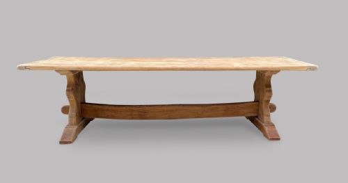 A Bleached Oak Trestle Table
