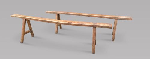 A Pair of Early 19thc Elm Benches