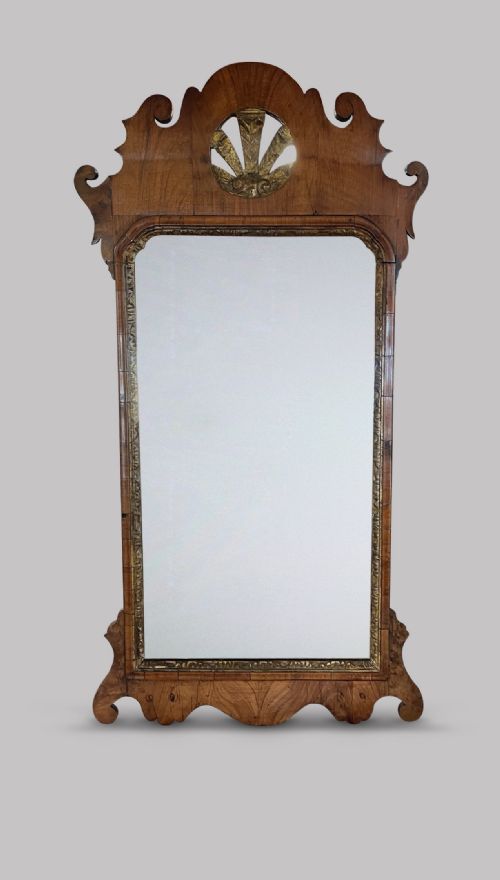 A 18thc Walnut & Parcel Gilt Wall Mirror