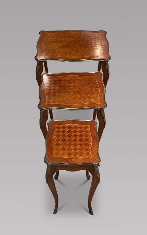 A Nest of Three Paquetry Inlaid Tables