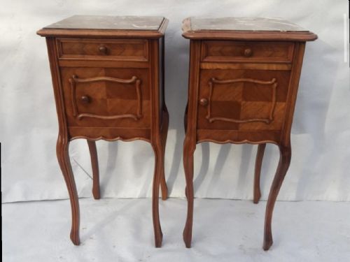 A Near Pair 19thc Walnut Bedside Tables