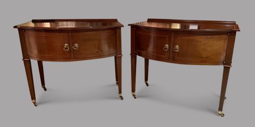 A Pair of Mahogany Satinwood Banded Side/bedside Tables