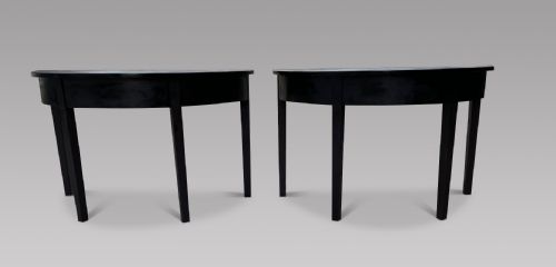 A Pair of Late Georgian Ebonised Console Tables