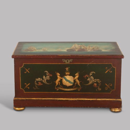 Early 19th Century Painted Pine Trunk