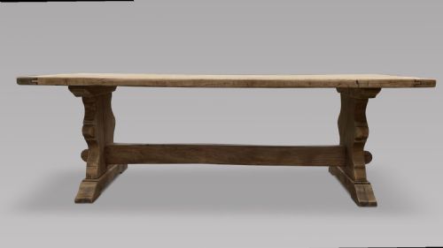 A Lovely Stripped French Oak Trestle Dining Table