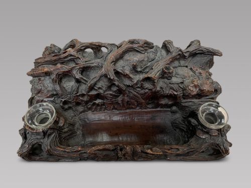 A Intricate Black Forest Inkwell/desk Tidy