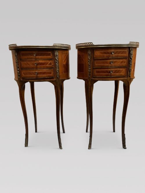 A Pair of Attractive Marquetry Bedside Tables