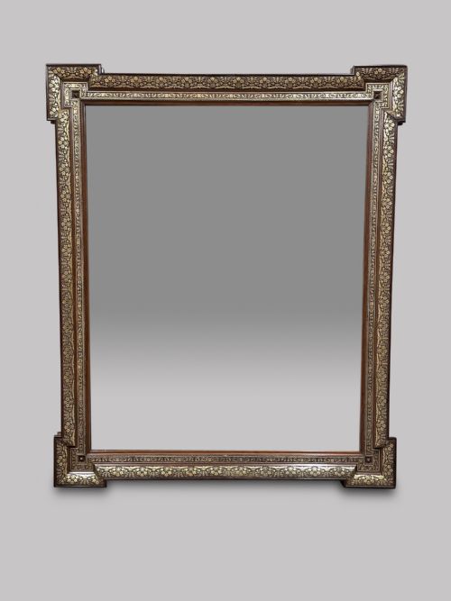 A Large Victorian Carved Wood Wall Over Mantel Mirror