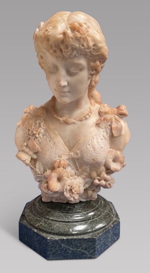 An Italian 19thc Alabaster Female on Plinth