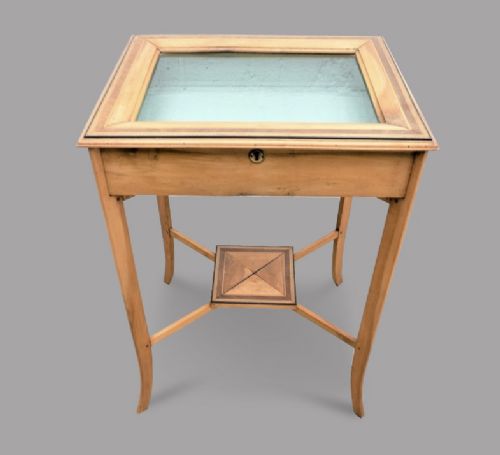 An Edwardian Beech Bijoutierie Glass Top Display Cabinet