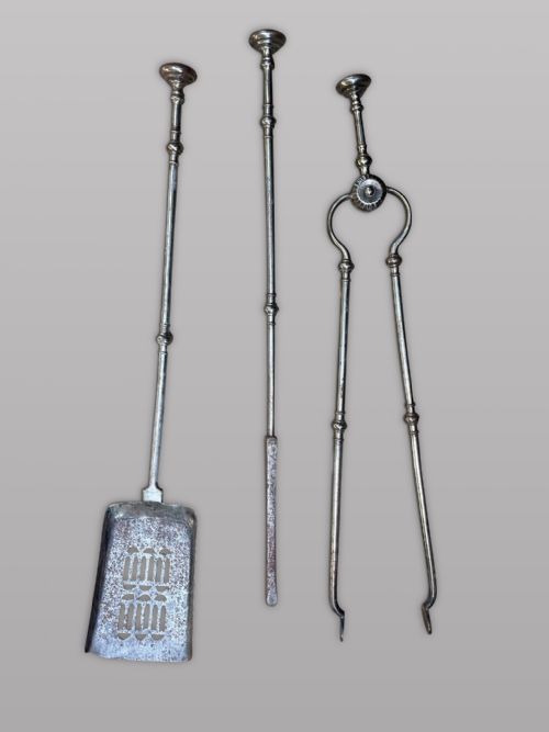 A Pair of 19thc Steel Fire Irons