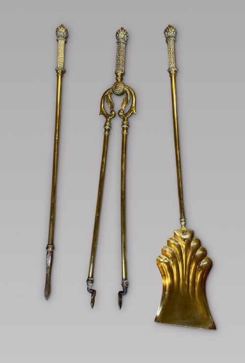 A Set of Brass Fire Irons