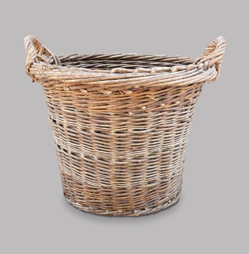 A Large Round Wicker Basket with Handles
