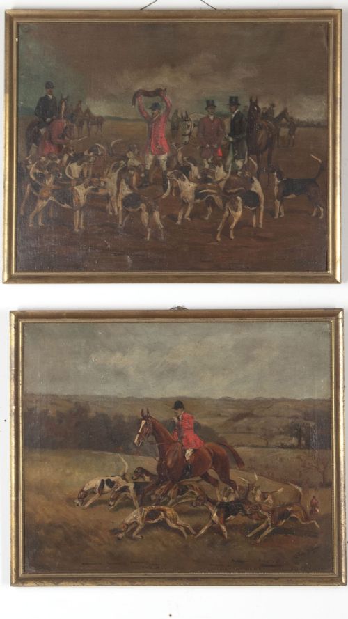 Cuthbert Bradley - Pair of Hunting Oil on Canvas's 1919