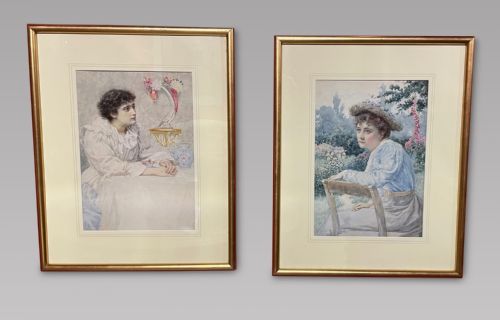 George Brown - Watercolours - 'Sisters' 1895