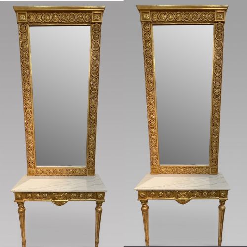 A Pair of 19th Century Gilt Console Tables and Mirrors