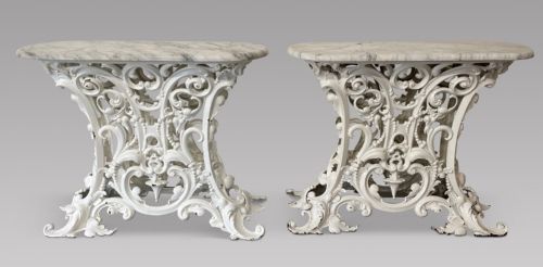 A Pair of 19thc Cast Iron Console Tables