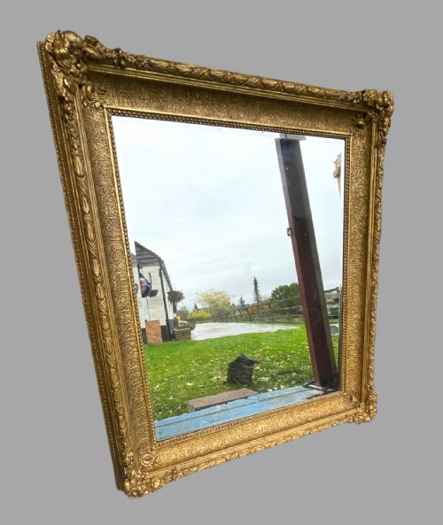 19th Century Large Giltwood Floral Motif Wall Mirror