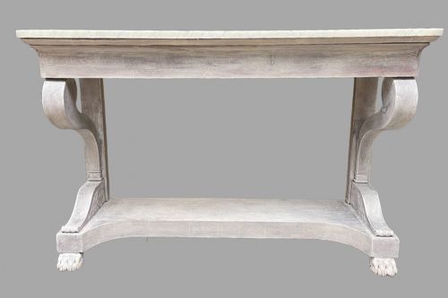 A C1850 Limed Console Table with Original Marble Top