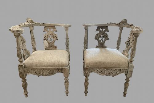 An Impressive Pair of Painted Corner Chairs C1845