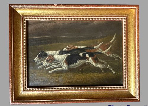 Foxhounds in Pursuit - Oil on Canvas 19thc