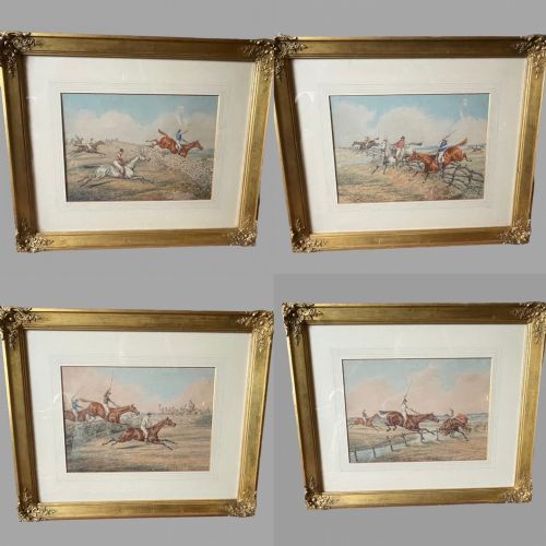Henry Alken Snr - Steeplechasing Set of Four Watercolours
