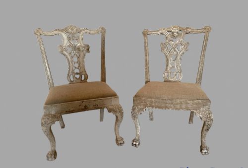 Pair of 18thc Painted Chippendale Chairs