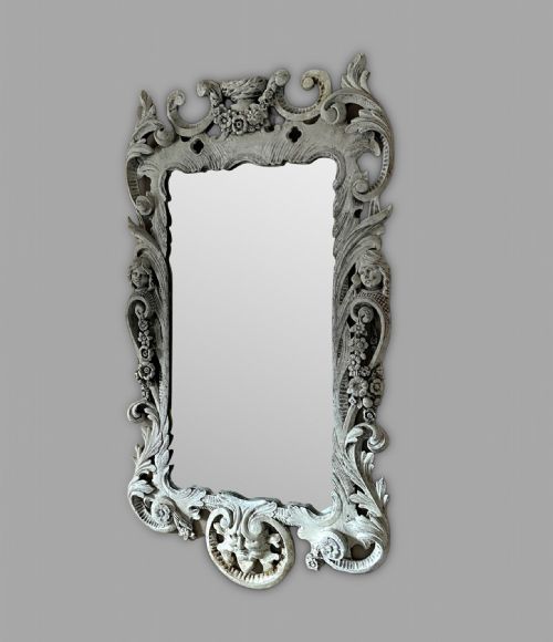 AN ATTRACTIVE 19THC PAINTED FRETWORK MIRROR - ADDITIONAL PHOTO 1