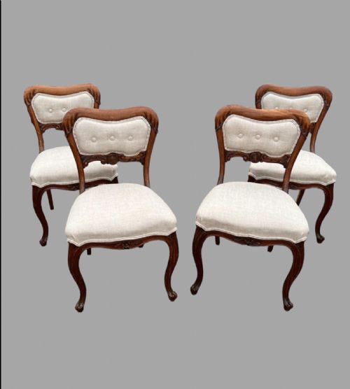 A Set of Four Walnut Chairs Late 19thc