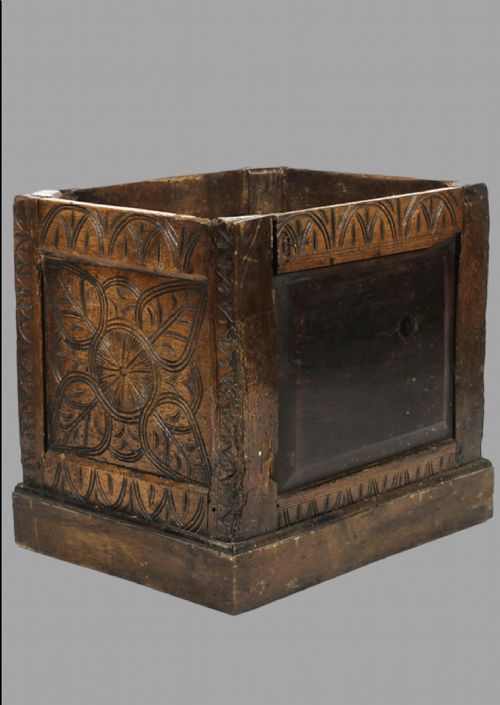 An Oak Log Box Converted from an 18th Century Coffer