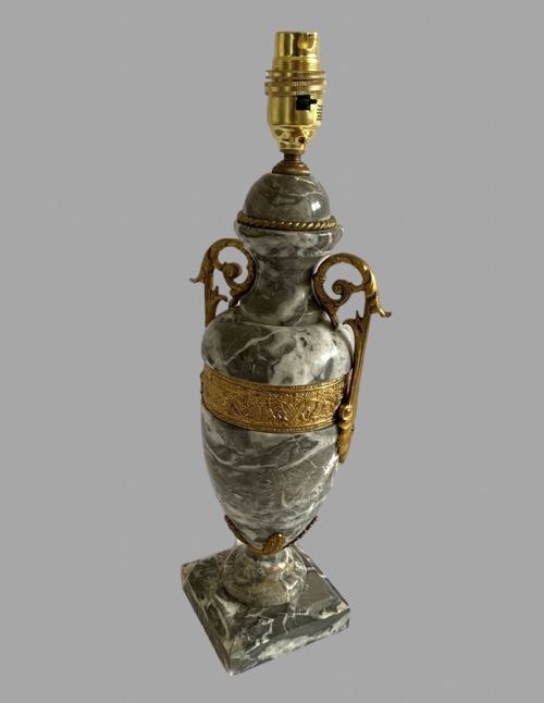 A Late French 19thc Marble and Ormulu Lamp
