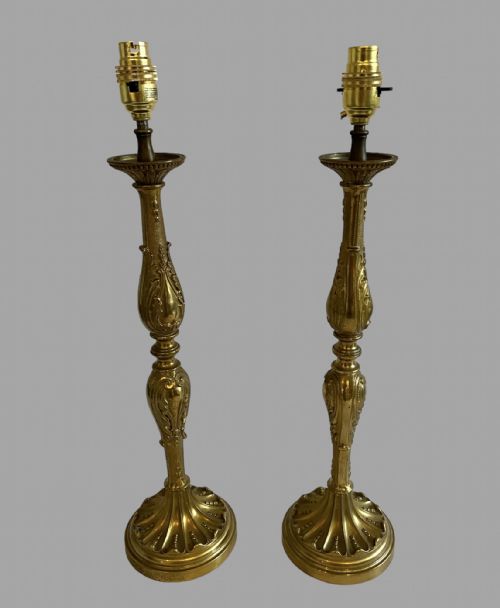 An Attractive Pair of Italian Gilt Bronze Lamps