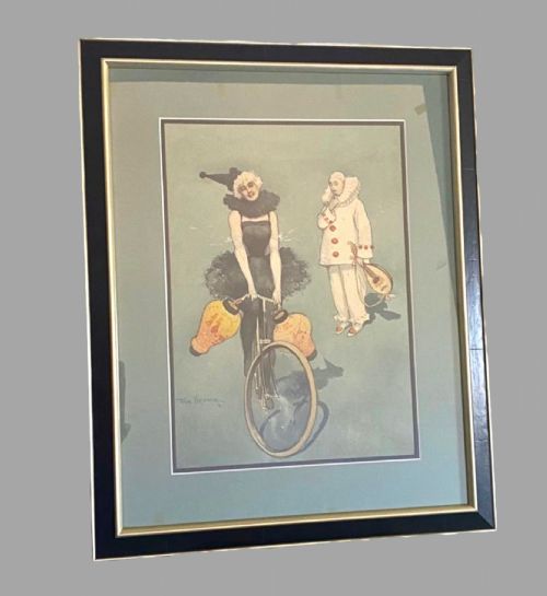 Tom Browne - Watercolour - Clown and Dancer 1897