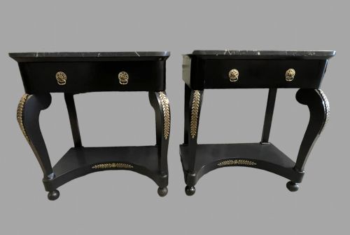 A Pair of Ebonised Bedsides/side Tables
