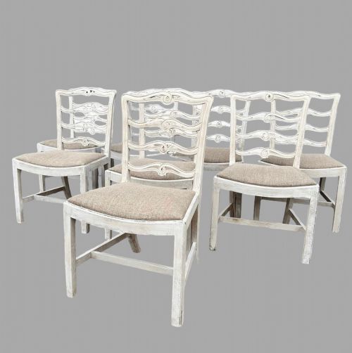 A Set of Eight Ribbon Back Painted Dining Chairs