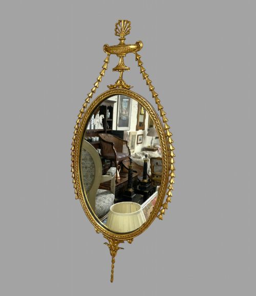 English Adam-style Oval Gilded Hardwood Mirror