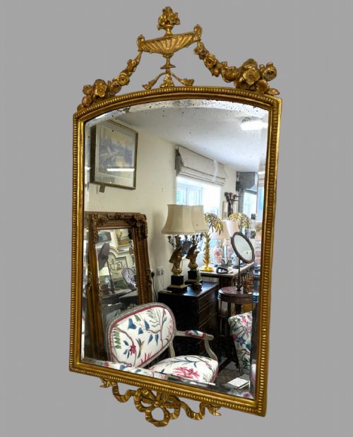 English Adam-style Square Round Topped Gilded Hardwood Mirror