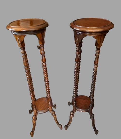 A Pair of Attractive Mahogany Torchieres