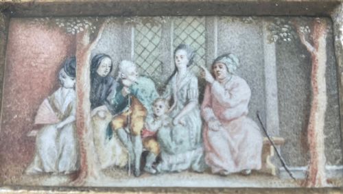 fig 1. A 18th century genre watercolour of a seated family