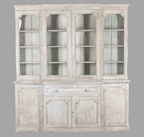 A 19thc Painted Oak Breakfront Bookcase